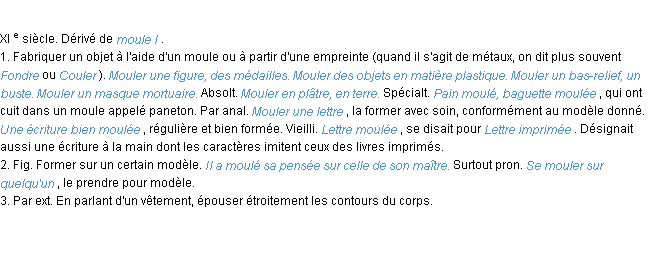 Définition mouler ACAD 1986