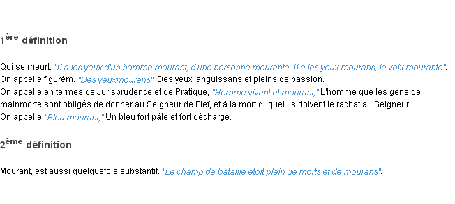 Définition mourant ACAD 1798
