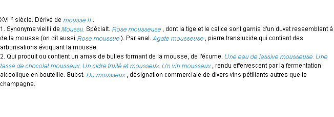 Définition mousseux ACAD 1986