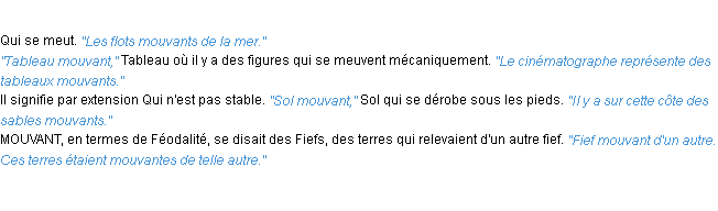 Définition mouvant ACAD 1932
