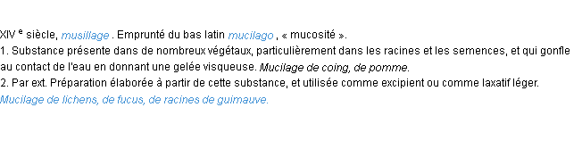 Définition mucilage ACAD 1986