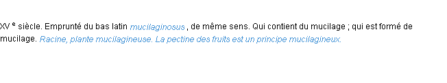 Définition mucilagineux ACAD 1986