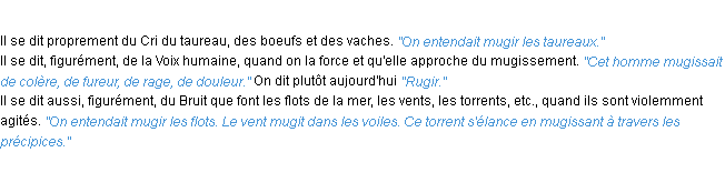Définition mugir ACAD 1932