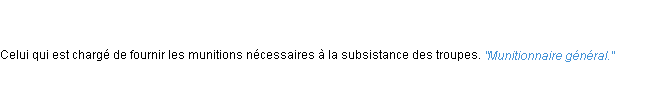 Définition munitionnaire ACAD 1835