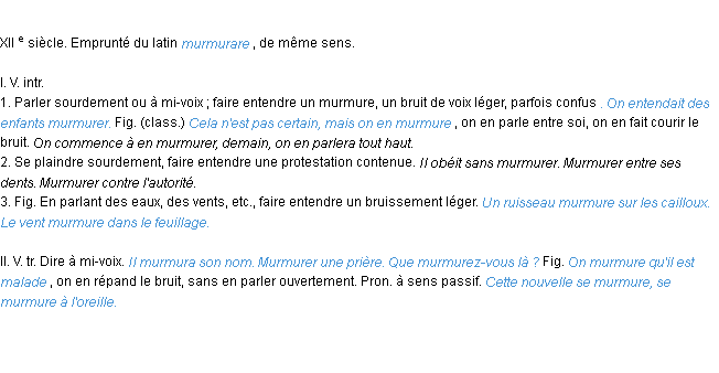 Définition murmurer ACAD 1986