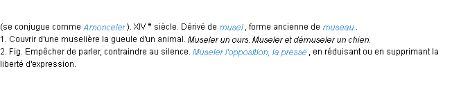 Définition museler ACAD 1986