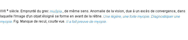 Définition myopie ACAD 1986