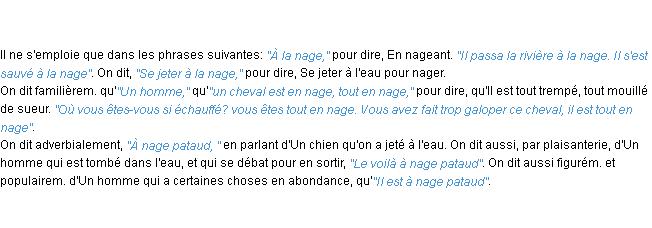 Définition nage ACAD 1798