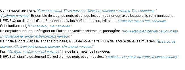 Définition nerveux ACAD 1932