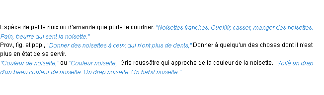 Définition noisette ACAD 1835