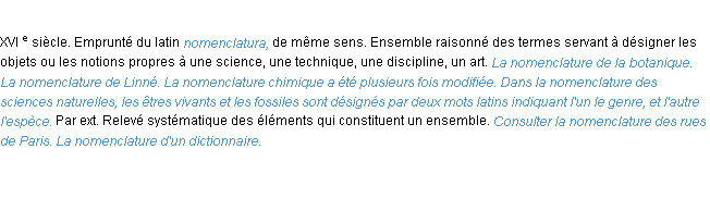 Définition nomenclature ACAD 1986