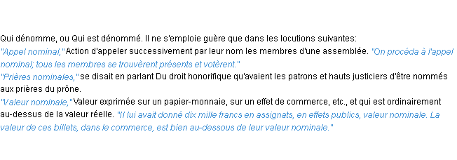 Définition nominal ACAD 1835