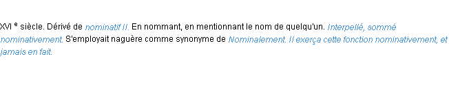 Définition nominativement ACAD 1986
