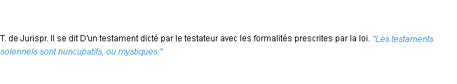 Définition nuncupatif ACAD 1835