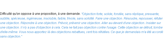 Définition objection ACAD 1835