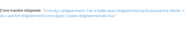Définition obligeamment ACAD 1932