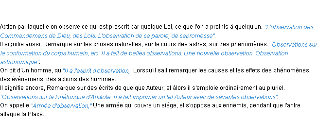 Définition observation ACAD 1798