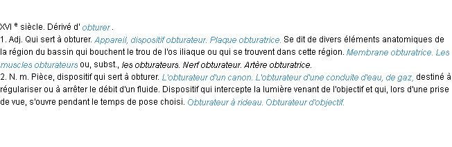 Définition obturateur ACAD 1986