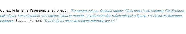 Définition odieux ACAD 1932