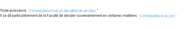 Définition omnipotence ACAD 1932