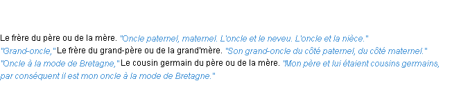 Définition oncle ACAD 1835