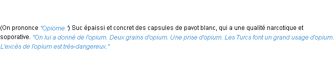 Définition opium ACAD 1835