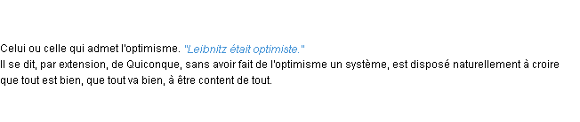 Définition optimiste ACAD 1835