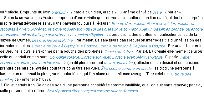 Définition oracle ACAD 1986