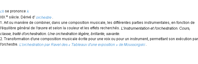 Définition orchestration ACAD 1986