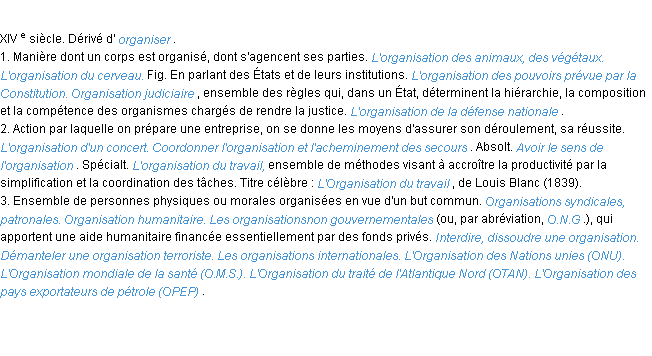 Définition organisation ACAD 1986