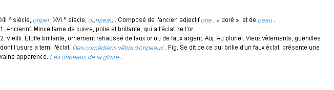 Définition oripeau ACAD 1986