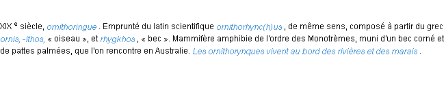 Définition ornithorynque ACAD 1986