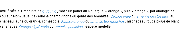 Définition oronge ACAD 1986