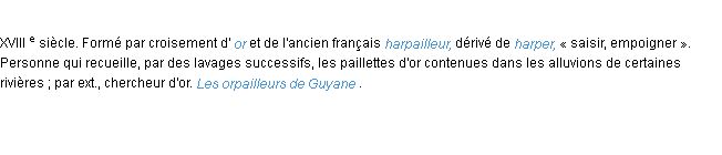 Définition orpailleur ACAD 1986