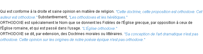 Définition orthodoxe ACAD 1932