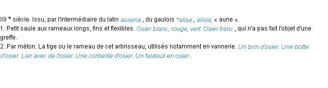 Définition osier ACAD 1986