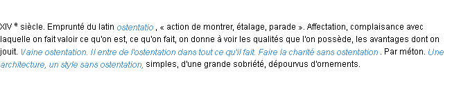 Définition ostentation ACAD 1986
