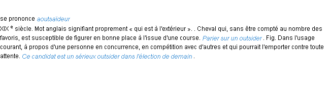 Définition outsider ACAD 1986