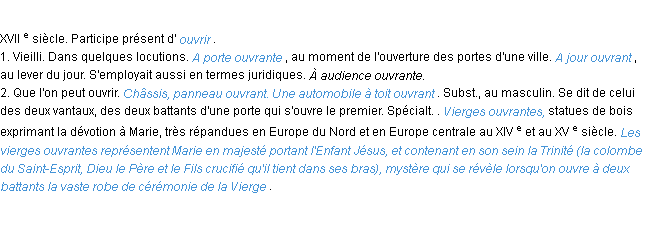 Définition ouvrant ACAD 1986