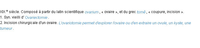 Définition ovariotomie ACAD 1986