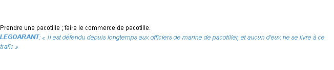 Définition pacotiller Emile Littré