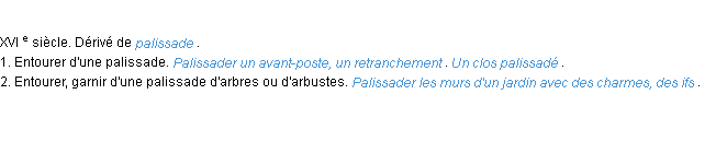 Définition palissader ACAD 1986