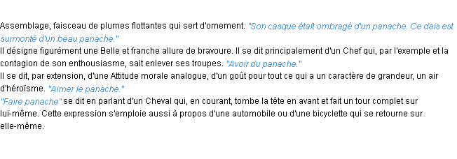 Définition panache ACAD 1932