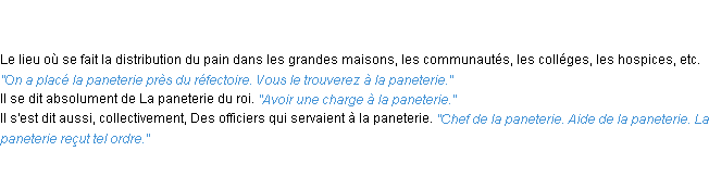 Définition paneterie ACAD 1835