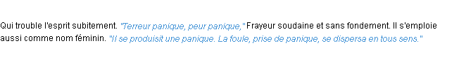 Définition panique ACAD 1932