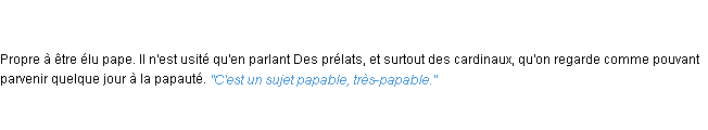 Définition papable ACAD 1835
