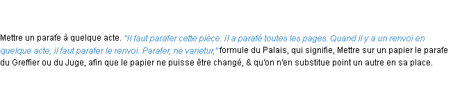 Définition parafer ACAD 1762
