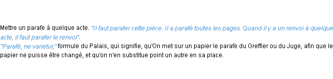 Définition parafer ACAD 1798