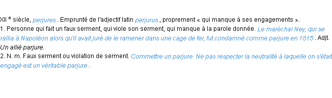 Définition parjure ACAD 1986