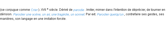 Définition parodier ACAD 1986